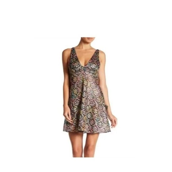 Free People Slip Dress Womens Medium Intimately Forget me not metallic Mesh Lace - Picture 9 of 9